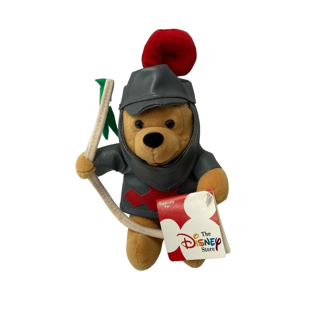 The Disney Store Winnie‎ The Pooh Knight Bean Bag Plush 9" Retired NEW w/ TAGS